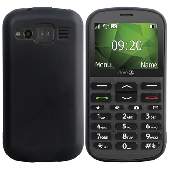 Луксозен калъф за телефон Doro 1370 и 1372 от TPU силиконов мек защитен калъф, цвят на кожа, черен