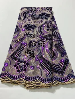 Луксозна африканска лейси плат с пайети, бродерия 2023, висококачествена дантела, 5 ярда, френска лейси плат, нигерийски дантелени платове за рокли