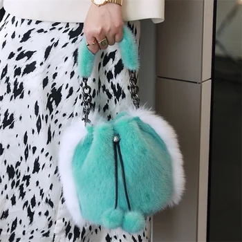 Луксозна чанта от кожа на норка 2022, новата модерна дамска чанта за чанта в стил ретро, чанта за мобилен, дизайнерска чанта, кожена дамска чанта