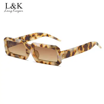 Луксозни правоъгълни слънчеви очила дамски Малки правоъгълни нюанси на дамски ретро леопардовые модерни очила с ярки цветове в рамките Gafas De Sol