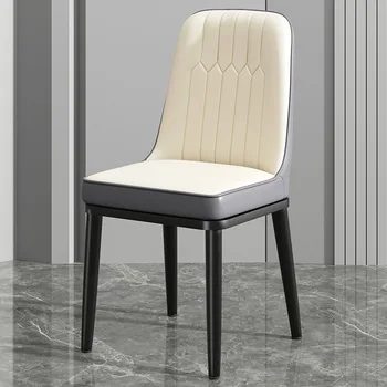 Луксозно скандинавски кожен стол Съвременно Дизайнерско бяло минималистичное Уникални трапезни столове Мода Безплатна доставка Шезлонг Декорация на дома