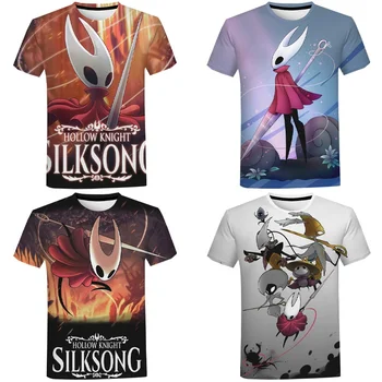 Лятна тениска с 3D-принтом Hollow Knight Silksong за мъже и жени, ежедневни ризи в стил хип-хоп, графична тениска с къс ръкав