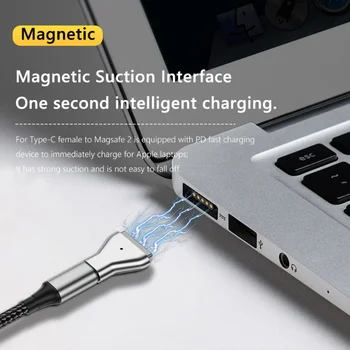 Магнитен USB PD Адаптер Type C за Apple Magsafe 1 Magsafe 2 MacBook Pro USB C Женски Конвертор С Магнитен Конектор За Бързо зареждане