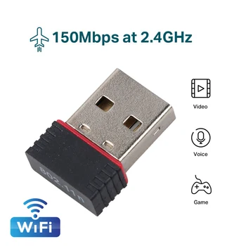 Мини USB Мрежова Карта за Безжична WiFi Адаптер Dongle USB2.0 2,4 G 150 Mbps, 802.11 b/g/NaX RTL8188 LAN ВЪТРЕШНА Антена За Настолни КОМПЮТРИ