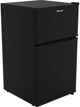 Мини-хладилник кубични фута с фризер, двойна задвижваната, Ниско ниво на шум, Компактен хладилник за офис, общежития с контролирана температура, черен