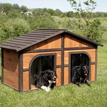 Много големи къщи за кучета от едно дърво са Подходящи за две кучета или 1 голяма порода Градинска легло за кучета с релефни дъно и естествената изолация