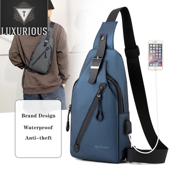 Модерен мъжки отличителни чанти, висококачествен найлон бизнес чанта през рамо, ежедневна пътна водоустойчив анти-кражба на чанта през рамо, джоб унисекс