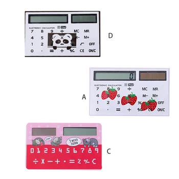 Модерен преносим мини-card калкулатор с мультяшными плодове и животни, канцеларски материали за творчески деца със слънчеви калкулатор
