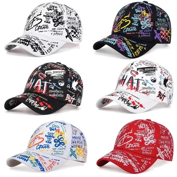 Модерна бейзболна шапка с графити, унисекс, дишаща бейзболна шапка в стил хип-хоп, дамски мъжки ежедневни спортна шапка възстановяване на предишното положение