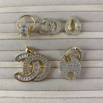 Модни изящни метални обеци-карамфил с циркониевой окачване с буквата C под формата на капки сълзи за жени, подарък за бижута