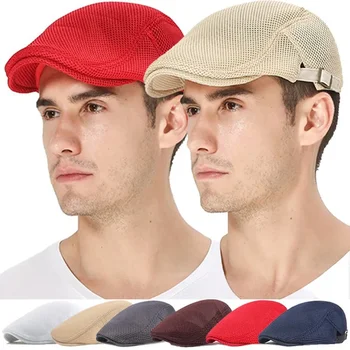 Мъжки барети Окото британската реколта плоски шапки Gatsby мъжки обикновен сив черен пролетно-есенни барети Регулируема шофьорска шапка
