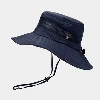 Мъжки панама панама, лятна градинска мода дишаща мрежа шапка с козирка, рибарска шапка с голяма периферия, UV защита от слънцето, шапка унисекс