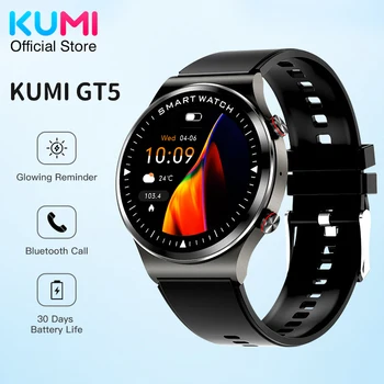 Мъжки смарт часовници KUMI GT5 RGB Bluetooth 5,0, за да отговорите на обаждане, фитнес монитор на сърдечната честота, кръвното налягане, кислород, IP68 водоустойчив