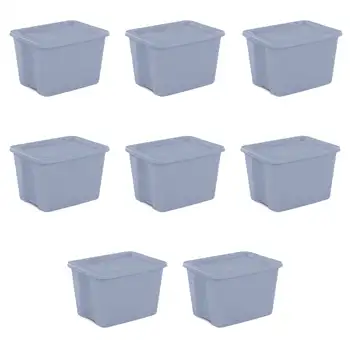 Мъкна Sterilite пластмасов 18 литра, синьо, комплект от 8 теми Мъкна Sterilite пластмасов 18 литра, синьо, комплект от 8 теми 0