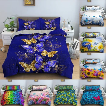 Набор от пододеяльников с пеперуди, меко стеганое одеяло, комплект спално бельо с дизайн 