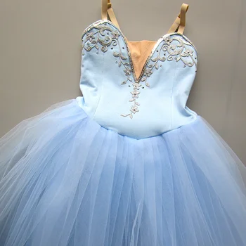 Небето-синьо балетное рокля за момичета, детски дълго тюлевое рокля за танци 