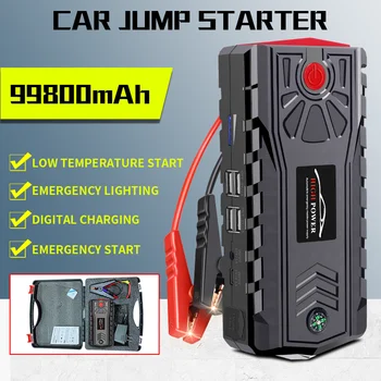 Нов 99900 ма Авто Jump Starter Power Bank 5000A Автоматичен Авариен Батерия Booster Пусковое Устройство Зарядно Устройство за Дизелови Бензинови Автомобили Къмпинг