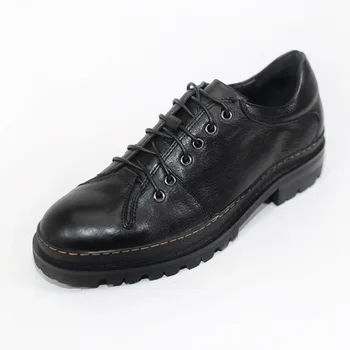 Нова кожена обувки дантела, ретро, за почивки, ръчно изработени, старата тенденция на обувки, обувки на дебела подметка, работни дрехи за улицата, военни обувки в стил пънк