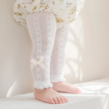 Нови детски чорапи за момичета, чорапогащници, дълги чорапи с еластична лента и лък, гамаши, чорапи Slim Fit, прозрачни чорапогащи за новородени
