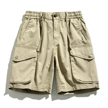 Нови мъжки летни памучни армейските тактически панталони-карго, модерни дневни къси панталони цвят каки с множество джобове, свободни военни панталони, мъжки
