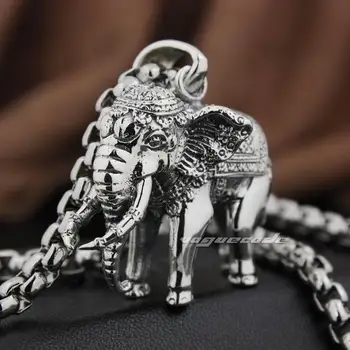 Огромен слон от сребро 925 проба, мъжки байкерская окачване в стил пънк-рок 8N016