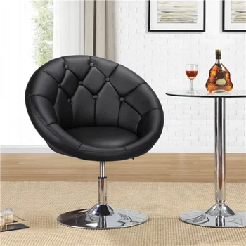 Олдън Design, модерен стол с въртяща кичурите, черно шезлонг от изкуствена кожа, столове за всекидневна