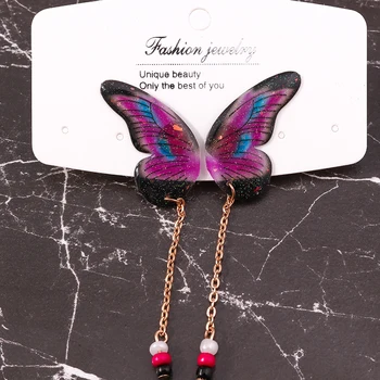 Оригинален дизайн, луксозни висящи обеци с имитация на пеперуди за жени, модни обеци-карамфил с крила феите-ангел, сватбени декорации