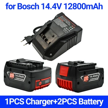 Оригинална Акумулаторна Батерия BAT614G 14,4 V 12800 mAh Литиево-йонна за Bosch 14,4 V BAT607G BAT614 BAT614G + Зарядно Устройство