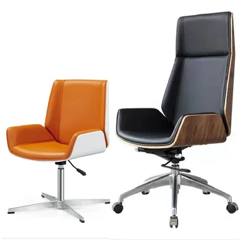 Офис стол, боядисани в светъл цвят, Луксозно съвременно просто стол за среща на управителя на компютър от телешка кожа, въртящо се кресло за отдих, стол за управител, стол на шефа