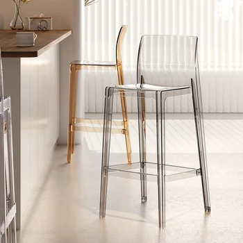 Пластмасов кухненски бар стол Модерен висок минималистичен дизайнерски стол за оформление на интериора в скандинавски стил