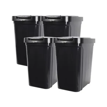 пластмасова кофа за боклук за кухня обем 7,6 литра, черен, 4 опаковки