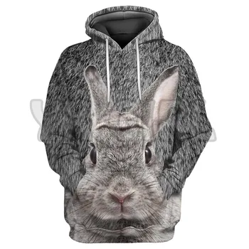 Подаръци за зайци Love The Rabbit качулки с 3D принтом, пуловери унисекс, забавна hoody с качулка за кучета, всекидневни уличен спортен костюм