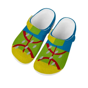 Популярни домашни сабо с берберским флага, водоустойчив обувки по поръчка, мъжки дамски берберская обувки за юноши, градински сабо, дишащи плажни чехли с дупки, бели