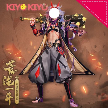 Предварителна продажба на игра KIYO-KIYO Genshin Impact Leader, костюми за cosplay, костюми за Хелоуин, Ататаки Итто, костюми за cosplay, костюми