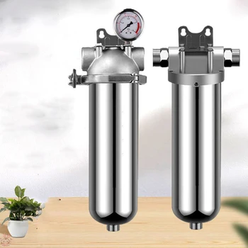 Предварителна филтрация на битова вода, домакински пречистване на вода за цялата къща, филтър за вода с обратна измиване от неръждаема стомана 304, филтър за вода с високо поток