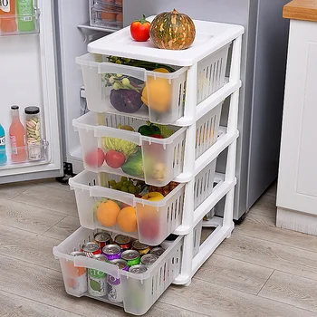 Прибиращ се пластмасов кош за съхранение на плодове Кутия-органайзер от пода до тавана, Кухненски рафтове Кошница за съхранение на плодове и зеленчуци