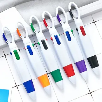 Прибиращи химикалки с 4 цветно мастило Преносима химикалка писалка преса-тип с брелком за училище канцеларски материали