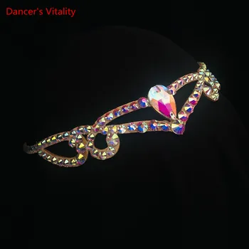 Прическа за танца на корема, лъскава верига на главата, с диаманти, аксесоари за практикуване на индийските танци за възрастни жени
