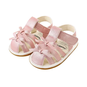 Продажба на едро на Годишна обувки за новородените момичета 0-14 м, нескользящая кожени обувки за първите разходки на равна подметка, бебешки сандали