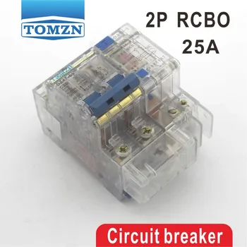 Прозрачен автоматичен прекъсвач остатъчен ток DZ47LE 2P 25A 230V ~ 50 Hz/60 Hz със защита от претоварване работен ток и изтичане на RCBO