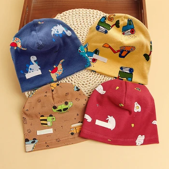 Пролет-есен тънка детска шапчица-бини за момичета памучни шапки с принтом животни от карикатури за новородено, детски шапки за момчета, шапка