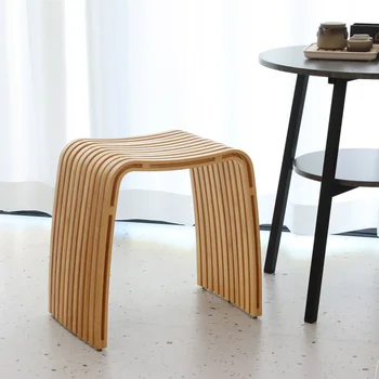 Прост бамбук столче за сядане и почивка, домакински водоустойчив столче за баня, модерен столче за обувки на верандата