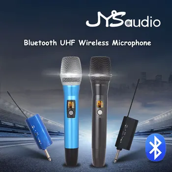 Професионален безжичен UHF микрофон, съвместим с Bluetooth, за употреба 2-канален USB, 3.5 мм 6,35 мм, говорител на караоке dj