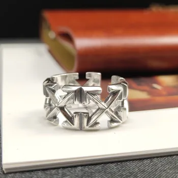 Пръстен от сребро S925 проби, модерен пръстен със стрелка за мъже и жени е универсален персонални пръстен върху показалеца си, един пръстен, сребърни бижута