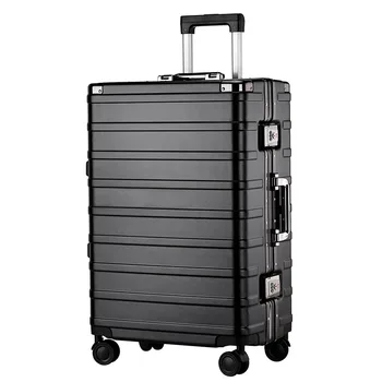 Пътен куфар на колела с алуминиева рамка, бизнес-куфар за багаж с колела, брава, лек багаж, ABS + PC пътни чанти