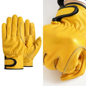 Работни ръкавици от телешка кожа Работни работни заваръчни защитни градински спортни износоустойчиви ръкавици за водача на мотоциклета