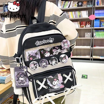 Раница Sanrio Kuromi 2023, модерни училищни чанти за момичета, дамски чанти My Melody с анимационни шарките на Kawai, сладко чанта на рамото за студенти
