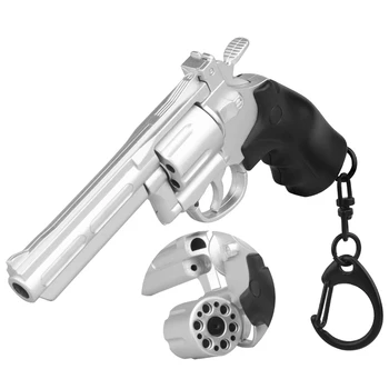 Револвер 1:4 Тактически ключодържател Пластмасови мини пистолет във формата на оръжия, ключодържател, подарък декорация с въртяща се и изскачащ магазин