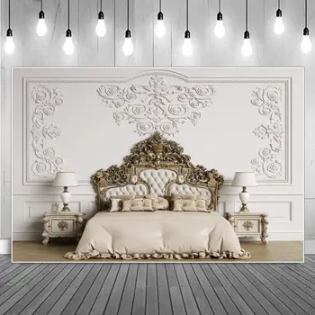 Ретро фон за снимки на стената спални, украса за рожден ден, обичай детски европейските лампи, възглавници, бяла дъска, на фона на домашно снимка