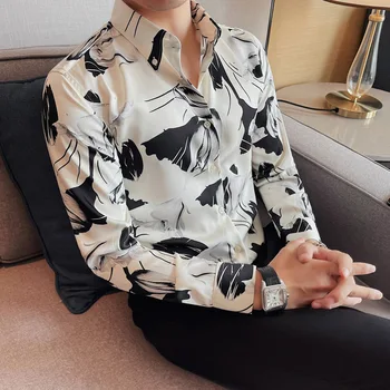 Риза с дълъг ръкав, мъжки, свободно намаляване, корейски тенденция, на хладно универсална блуза, есенни красиви хонг конг реколта эстетичные върховете C123